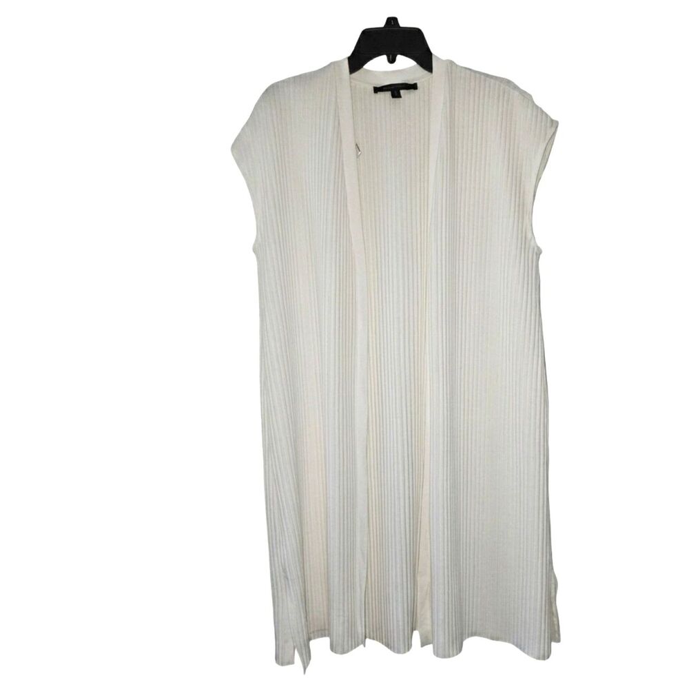 MARC NEW YORK Bright White Pleated Long Cap Sleeve Duster Small-Large